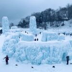 壮大な氷像を目の前に大興奮！